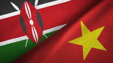 Kenya ve Vietnam iki bayraklar tekstil kumaş, kumaş doku