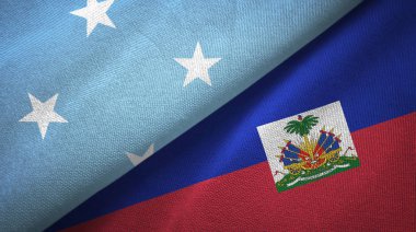 Mikronezya ve Haiti iki bayraklar tekstil kumaş, kumaş doku