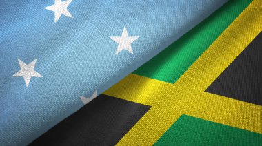 Mikronezya ve Jamaika iki bayraktekstil kumaş, kumaş doku