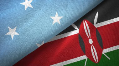 Mikronezya ve Kenya iki bayrak tekstil kumaş, kumaş doku