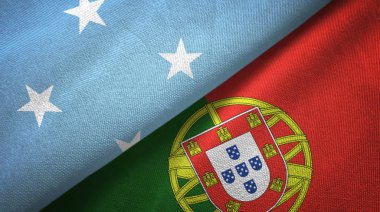 Mikronezya ve Portekiz iki bayraktekstil kumaş, kumaş doku