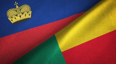 Liechtenstein ve Benin iki bayraklar tekstil kumaş, kumaş doku 