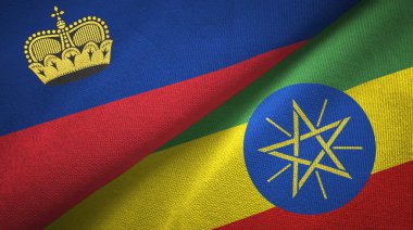 Liechtenstein ve Etiyopya iki bayraklar tekstil kumaş, kumaş doku
