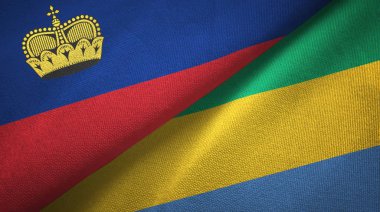 Liechtenstein ve Gabon iki bayraklar tekstil kumaş, kumaş doku