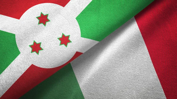 Burundi and Italy two flags textile cloth, fabric texture