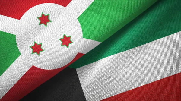 Burundi y Kuwait dos banderas tela textil, textura de la tela — Foto de Stock