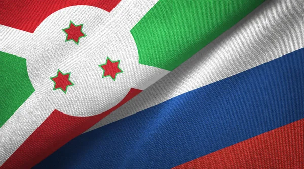 Burundi and Russia two flags textile cloth, fabric texture