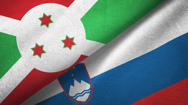 Burundi and Slovenia two flags textile cloth, fabric texture
