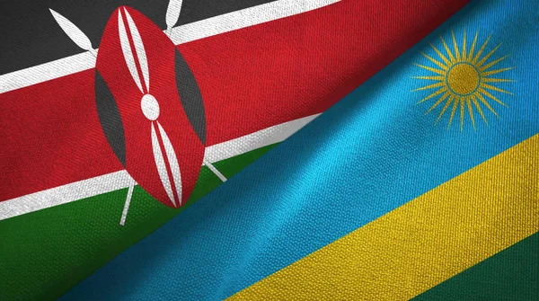 Kenia und Ruanda zwei Flaggen Textiltuch, Textilstruktur — Stockfoto