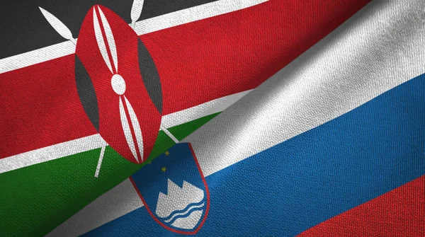 Kenya and Slovenia two flags textile cloth, fabric texture