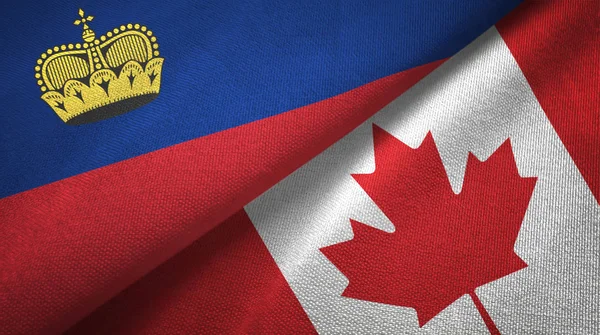 Лихтенштейн и Канада два флага текстильная ткань, текстура ткани — стоковое фото