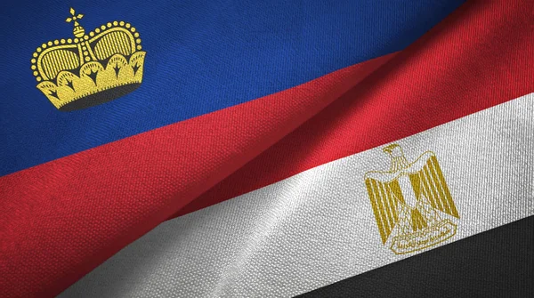 Liechtenstein and Egypt two flags textile cloth