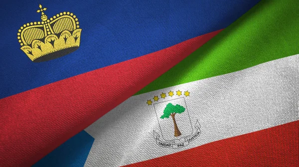 Liechtenstein und äquatorialguinea zwei flaggen textilstoff, textur — Stockfoto