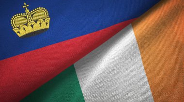 Liechtenstein ve İrlanda iki bayraklar tekstil kumaş, kumaş doku
