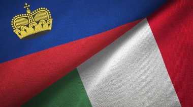 Liechtenstein ve İtalya iki bayraklar tekstil kumaş, kumaş doku