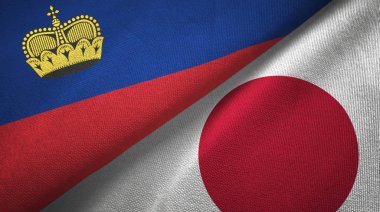 Liechtenstein ve Japonya iki bayraklar tekstil kumaş, kumaş doku