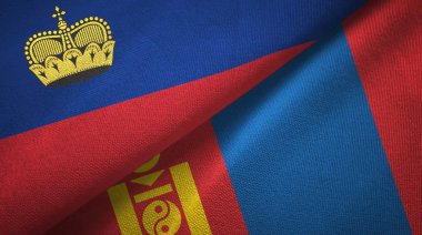 Liechtenstein ve Moğolistan iki bayraklar tekstil kumaş, kumaş doku