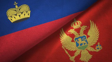 Liechtenstein ve Karadağ iki bayrak tekstil kumaş, kumaş doku
