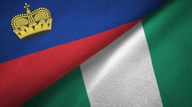 Liechtenstein ve Nijerya iki bayraklar tekstil kumaş, kumaş doku