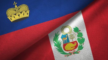 Liechtenstein ve Peru iki bayraklar tekstil kumaş, kumaş doku