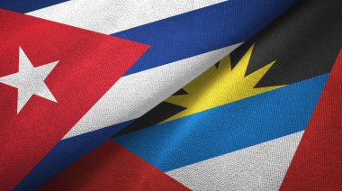 Küba ve Antigua ve Barbuda iki bayraktekstil kumaş, kumaş doku 