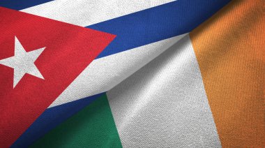 Küba ve İrlanda iki bayraklar tekstil kumaş, kumaş doku