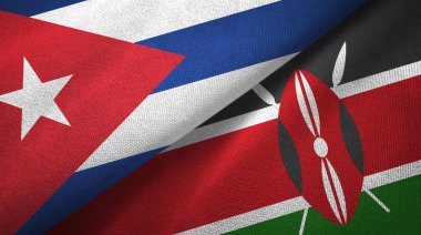 Küba ve Kenya iki bayrak tekstil kumaş, kumaş doku