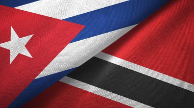 Küba ve Trinidad ve Tobago iki bayraklar tekstil kumaş, kumaş doku