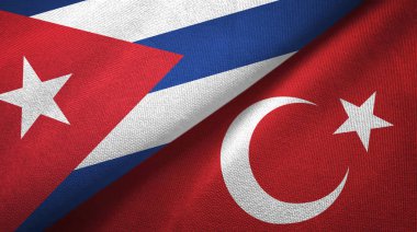 Küba ve Türkiye'de iki bayrak tekstil kumaş, kumaş doku