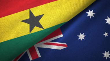 Gana ve Avustralya iki bayraklar tekstil kumaş, kumaş doku 