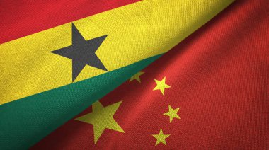 Gana ve Çin iki bayraklar tekstil kumaş, kumaş doku