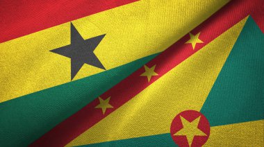 Gana ve Grenada iki bayrak tekstil kumaş, kumaş doku