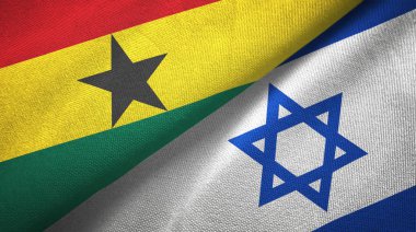 Gana ve İsrail iki bayrak tekstil kumaş, kumaş doku