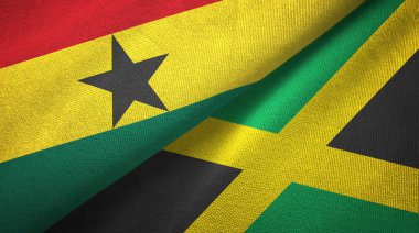 Gana ve Jamaika iki bayraklar tekstil kumaş, kumaş doku