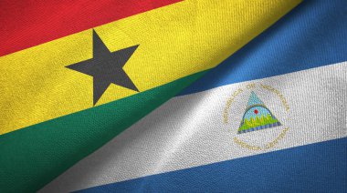 Gana ve Nikaragua iki bayraktekstil kumaş, kumaş doku