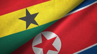 Gana ve Kuzey Kore iki bayraklar tekstil kumaş, kumaş doku