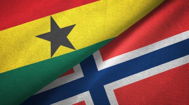 Gana ve Norveç iki bayrak tekstil kumaş, kumaş doku