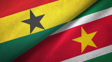 Gana ve Surinam iki bayrak tekstil kumaş, kumaş doku