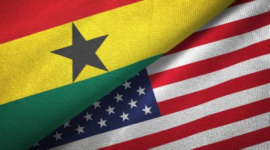 Gana ve Amerika Birleşik Devletleri iki bayraklar tekstil kumaş, kumaş doku