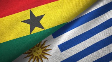 Gana ve Uruguay iki bayraklar tekstil kumaş, kumaş doku