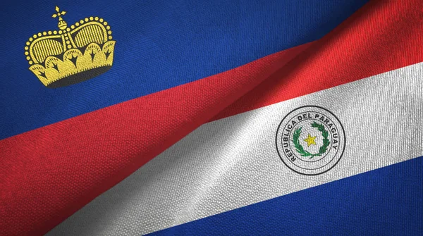 Liechtenstein and Paraguay two flags textile cloth, fabric texture — Stock Photo, Image