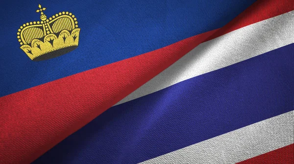 Liechtenstein and Thailand two flags textile cloth, fabric texture — Stock Photo, Image