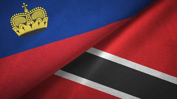 Lichtenštejnsko a Trinidad a Tobago dvě vlajky textilní tkaniny, textura textilií — Stock fotografie
