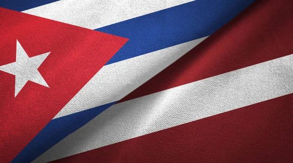 쿠바와 라트비아 두 플래그 직물 천, 직물 질감 — 스톡 사진