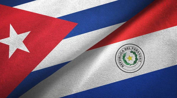 쿠바와 파라과이 두 플래그 섬유 천, 직물 질감 — 스톡 사진