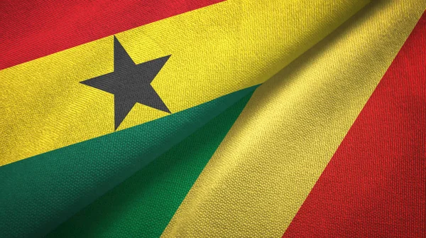 Ghana und Kongo zwei Flaggen Textiltuch, Textur — Stockfoto