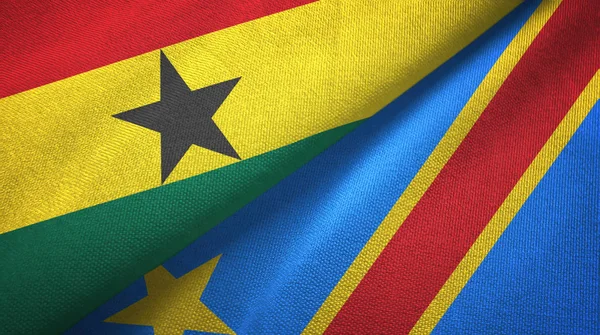 Ghana en Congo Democratische Republiek twee vlaggen textiel doek — Stockfoto