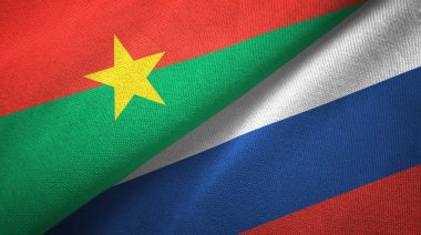 Burkina Faso ve Rusya iki bayraklar tekstil kumaş, kumaş doku