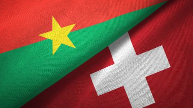 Burkina Faso ve İsviçre iki bayraklı tekstil kumaş, kumaş doku