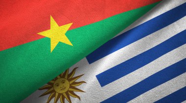 Burkina Faso ve Uruguay iki bayraklar tekstil kumaş, kumaş doku